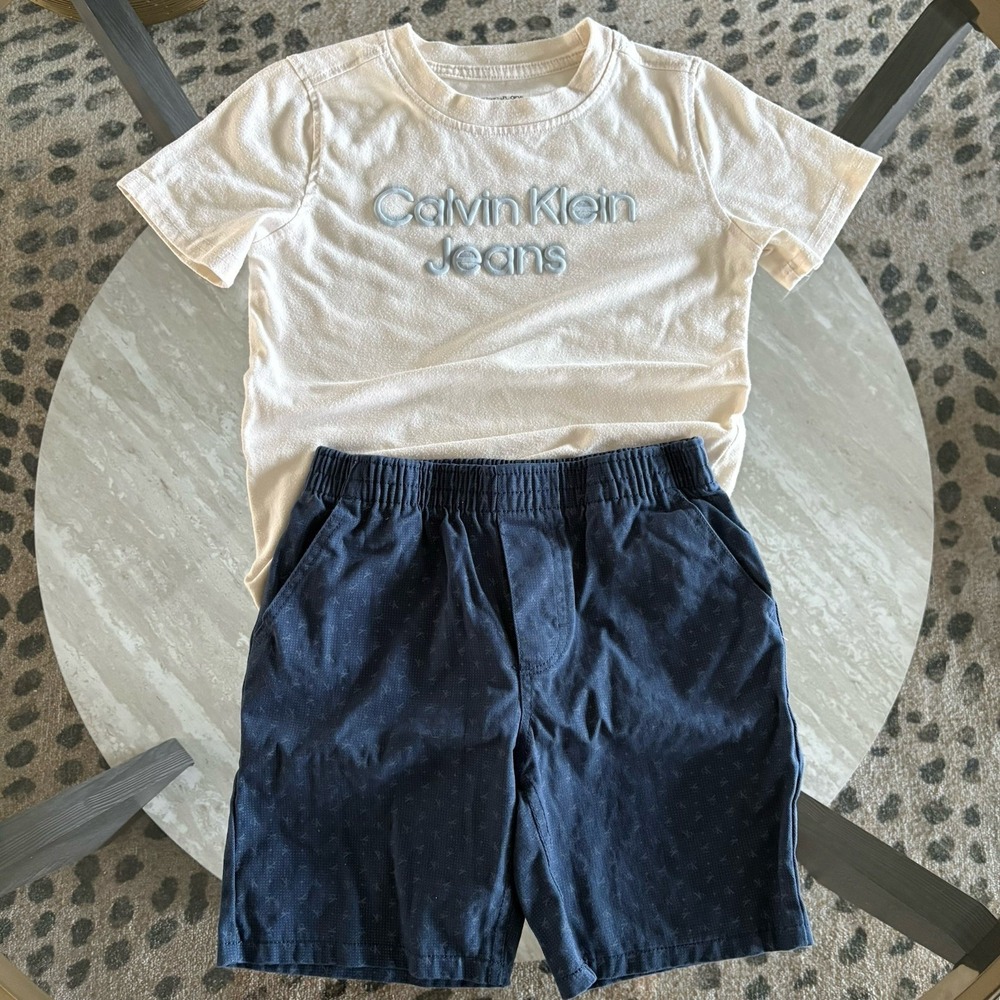 Boys Outfit Set‎ Calvin Klein Shortsleeved Shirt And Shorts Sz7 Casual Designer